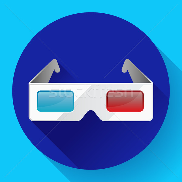 Flat anaglyph 3d glasses vector cinema icon. 3d glasses icon Stock photo © MarySan