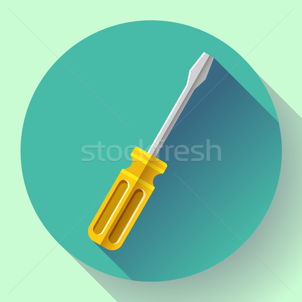Yellow screwdriver icon - repair and service symbol. Flat design style Stock photo © MarySan