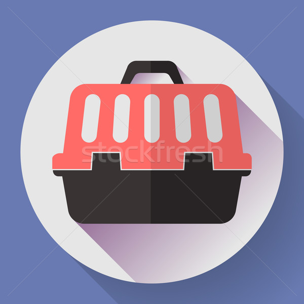 Pet dog travel cage flat icon with long shadow Stock photo © MarySan
