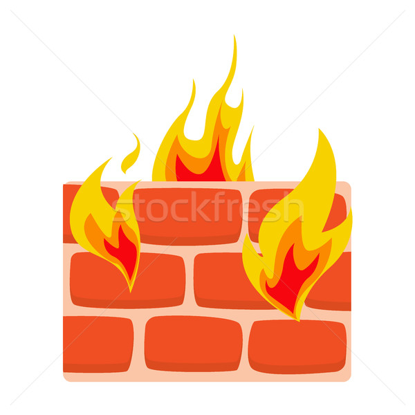 Firewall icoană perete incendiu reţea protecţie Imagine de stoc © MarySan