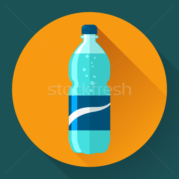 Stock photo: Flat Style Icon with Long Shadow. A bottle of water.