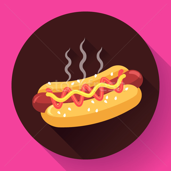 Hot Dog vector icon. hotdog flat fast food illustration Stock photo © MarySan