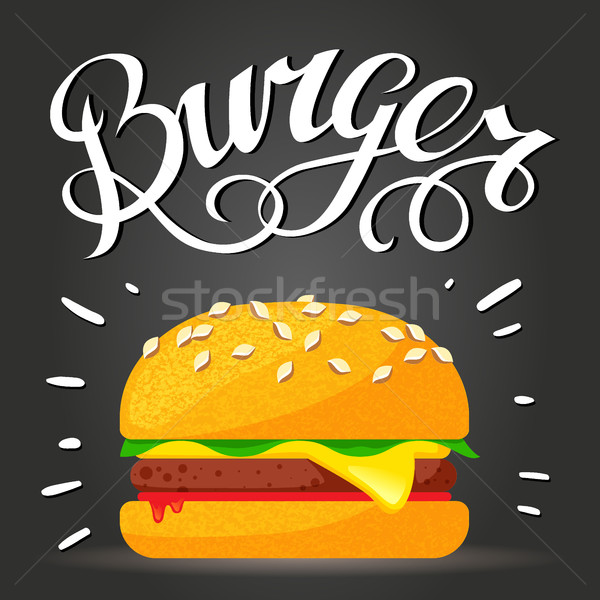 Stock photo: Lettering Burger - hamburger or cheeseburger vector. Fast food poster