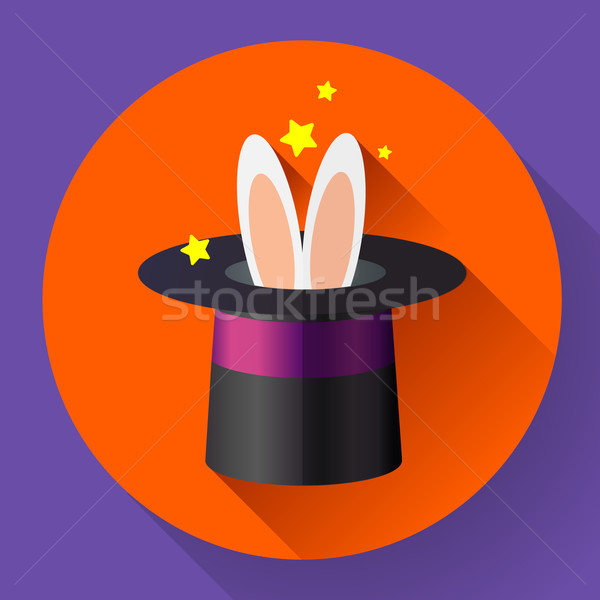 Królik magic hat projektu stylu ikona Zdjęcia stock © MarySan