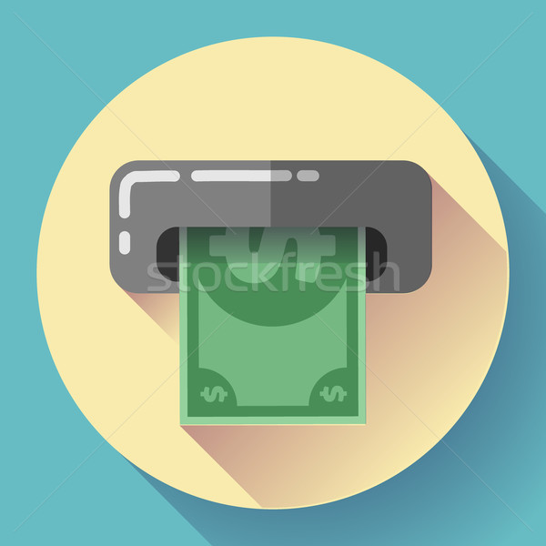 Getting money from an ATM bankomat card symbol icon. Flat design style. Stock photo © MarySan