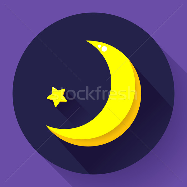 Moon and stars at night - Vector icon. Flat design style Stock photo © MarySan