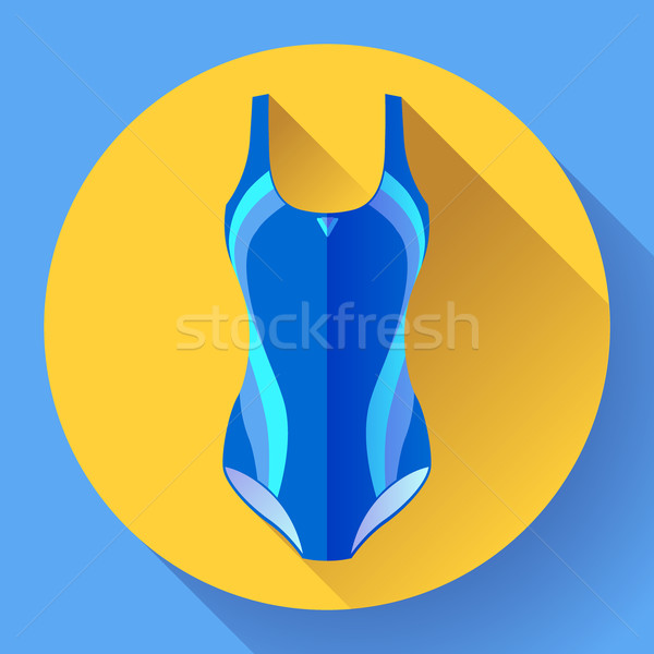 Fashionable women one-piece sport swimsuit vector icon. Flat design style Stock photo © MarySan
