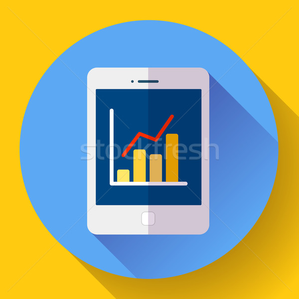 Tablet flat 2.0 icon in ipad style with stat diagram. Stock photo © MarySan