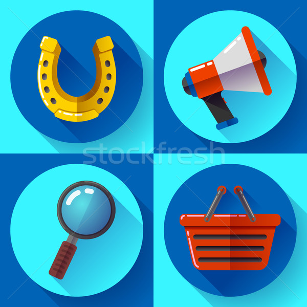 Set icons SEO marketing. Flat design style. Stock photo © MarySan