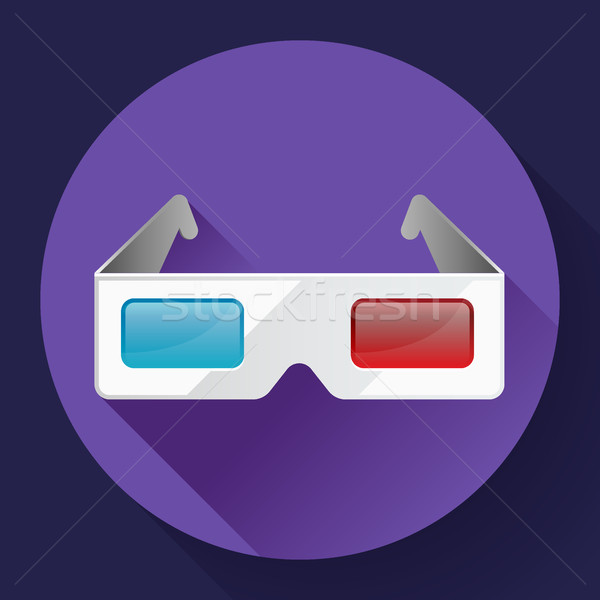 Flat anaglyph 3d glasses vector cinema icon. 3d glasses icon Stock photo © MarySan