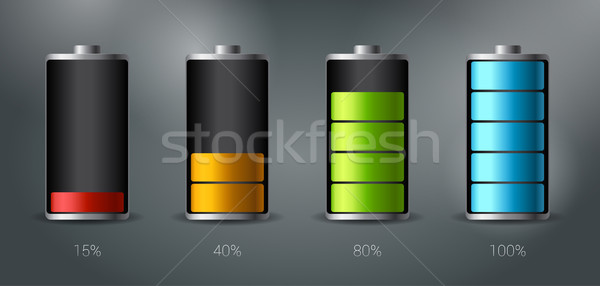 Discharged and fully charged battery smartphone - vector infographic Stock photo © MarySan