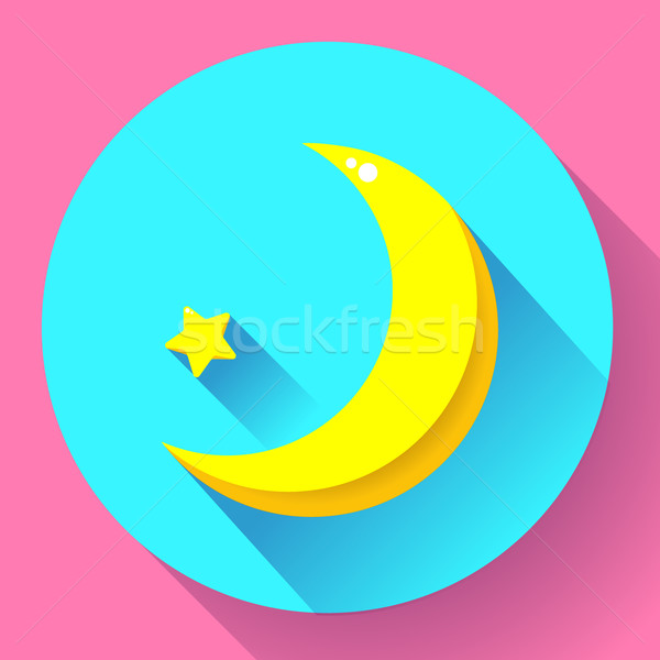 Moon and stars at night - Vector icon. Flat design style Stock photo © MarySan