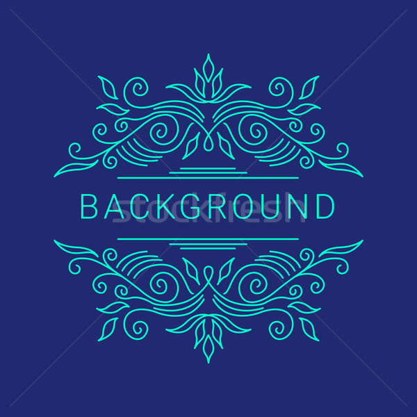 Elegant blue floral frame. Lineart vector illustration with text Stock photo © MarySan