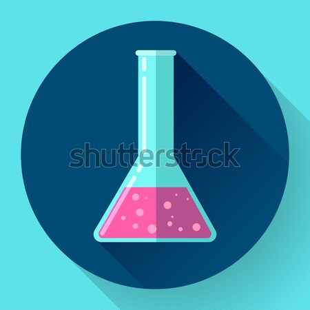 Conical Flask Icon with chemical solution. Flat design style. Stock photo © MarySan