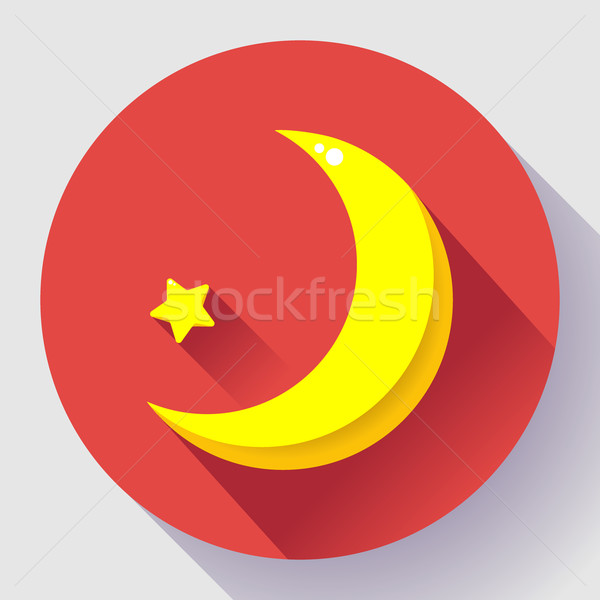 Moon and stars at night - Vector icon. Flat design style Stock photo © MarySan