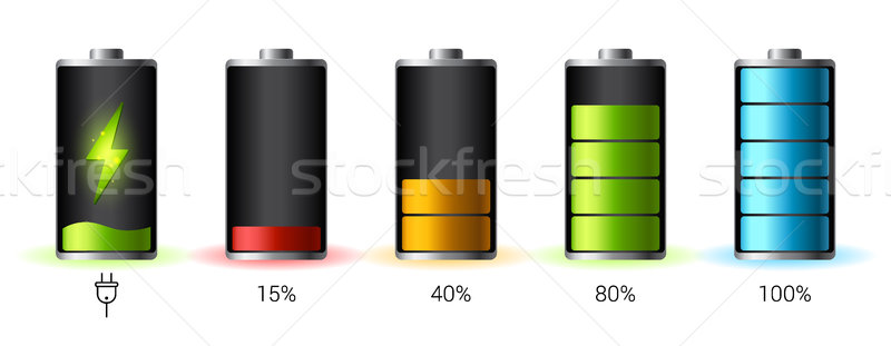 Discharged and fully charged battery smartphone - vector infographic Stock photo © MarySan