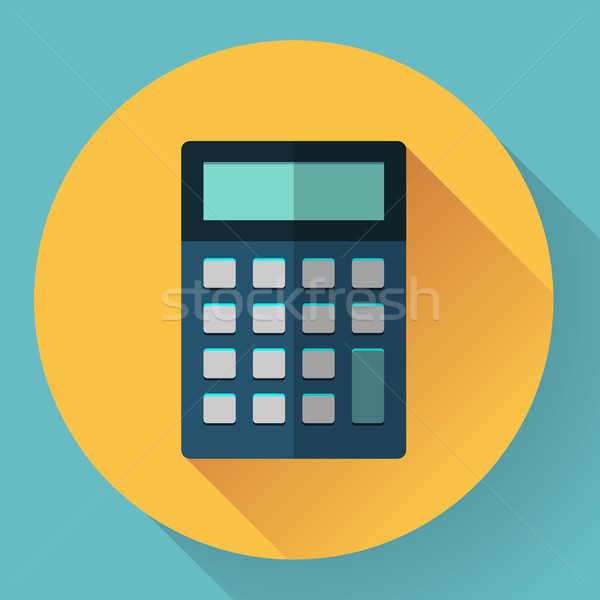 Stock photo: calculator icon with long shadow