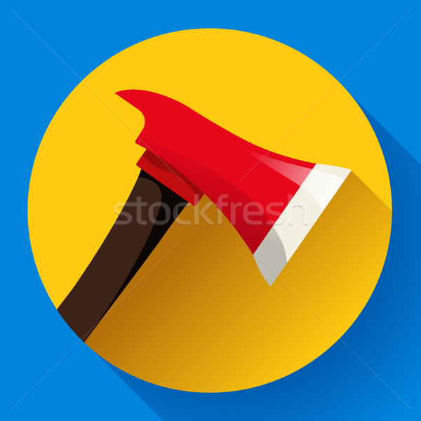 Red fire ax icon flat style Stock photo © MarySan
