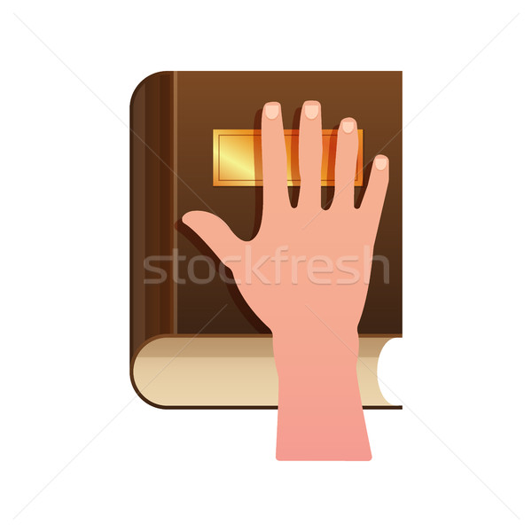 Hand on Constitution as Oath Concept Icon Stock photo © MarySan