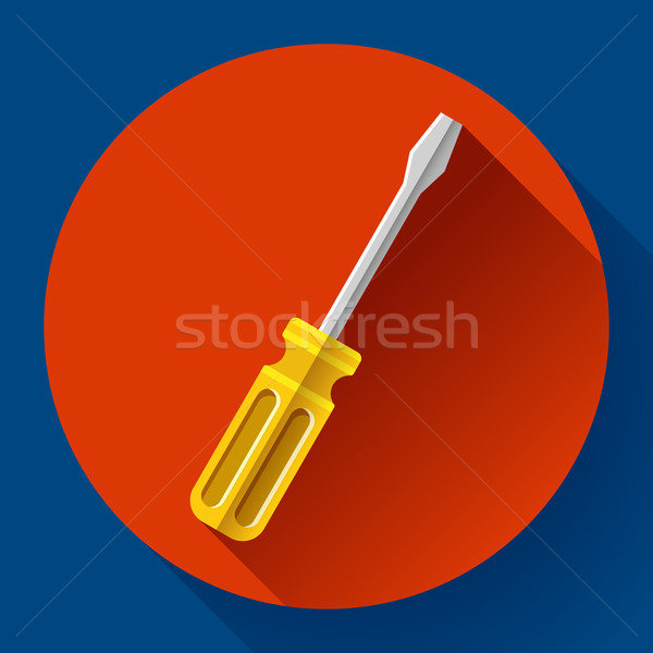 Yellow screwdriver icon - repair and service symbol. Flat design style Stock photo © MarySan