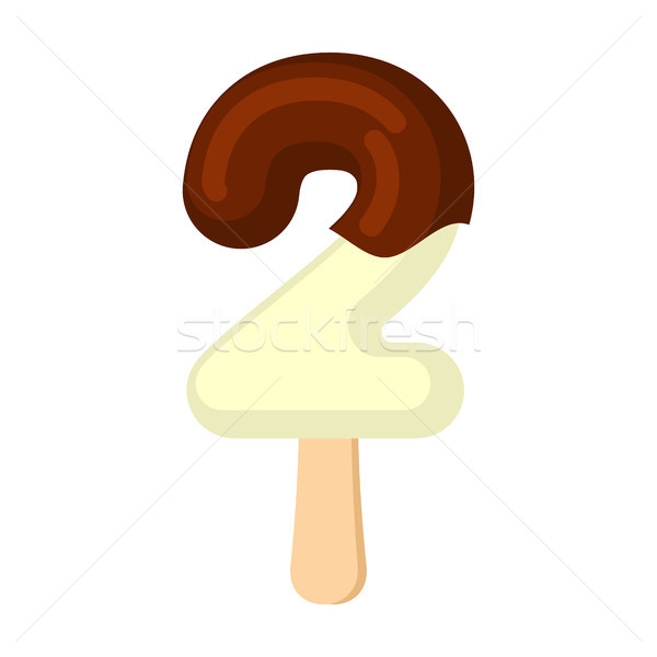 Number 2 Ice Cream font. Popsicle alphabet two. Cold Sweet lette Stock photo © MaryValery