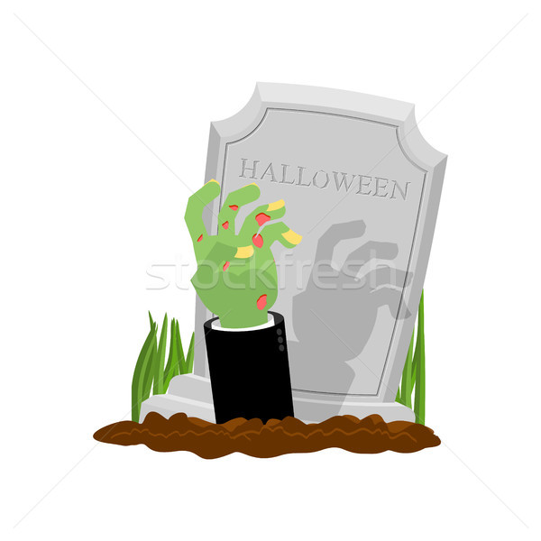 Halloween. Grave and hand of zombie. Gravestone and arm dead man Stock photo © MaryValery