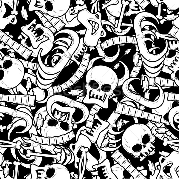 Bones seamless pattern. Skeleton background. Skull ornament. Ana Stock photo © MaryValery