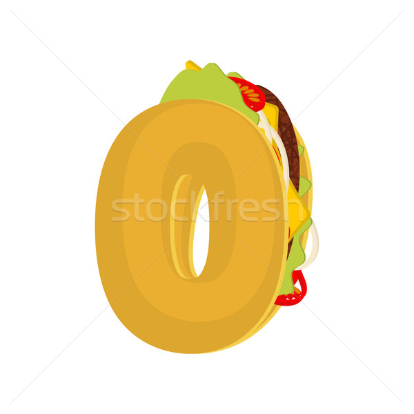 Number 0 tacos. Mexican fast food font zero. Taco alphabet symbo Stock photo © MaryValery