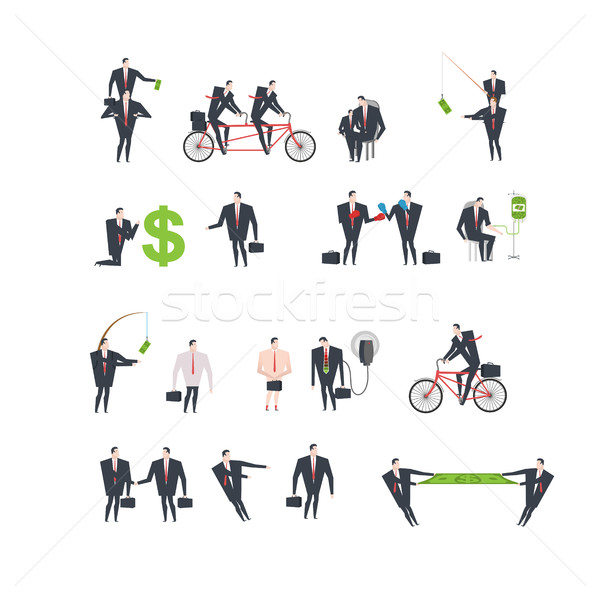 Office life set Corporate. Managers in workplace. Business situa Stock photo © MaryValery