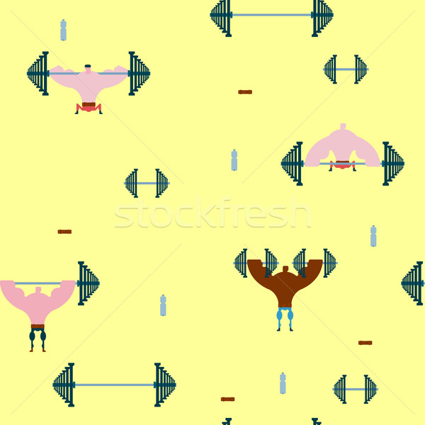 Gym seamless pattern. athletic hall ornament. Fitness background Stock photo © MaryValery
