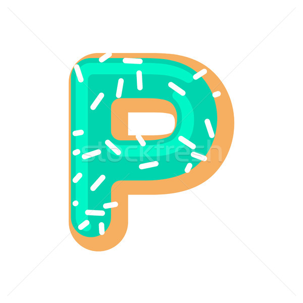 Letter P donut font. Doughnut alphabet. Sweet lettering. candy A Stock photo © MaryValery