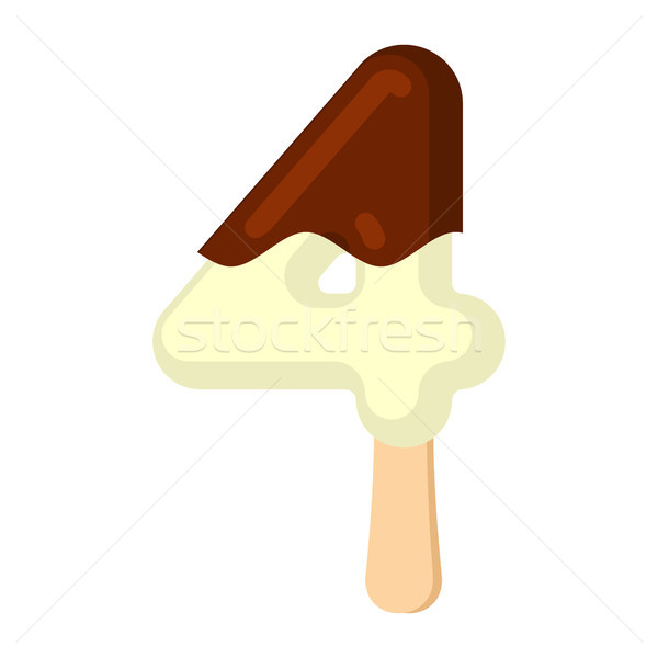 Number 4 Ice Cream font. Popsicle alphabet four. Cold Sweet lett Stock photo © MaryValery
