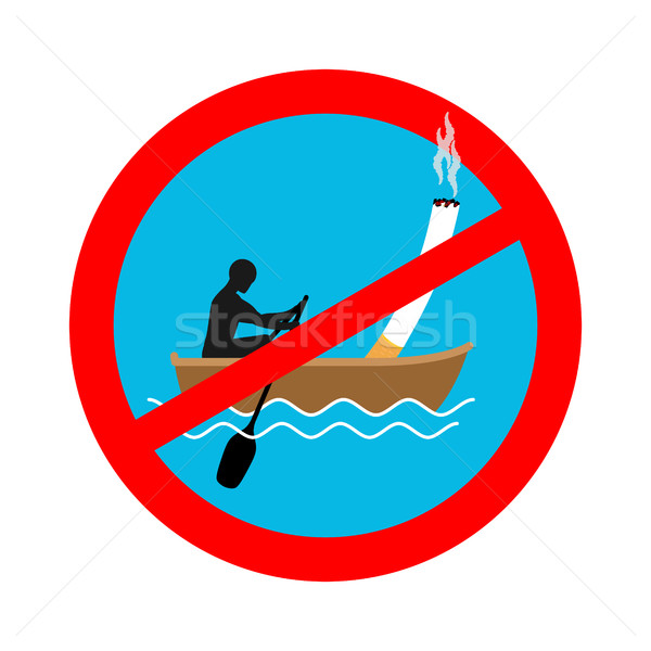 Forbidden to smoke on boat. Red sign prohibiting smoking. Ban sm Stock photo © MaryValery