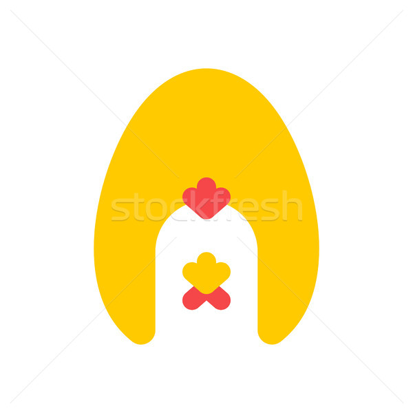 Chicken and egg logo for eggs production. Chicken farm emblem. P Stock photo © MaryValery