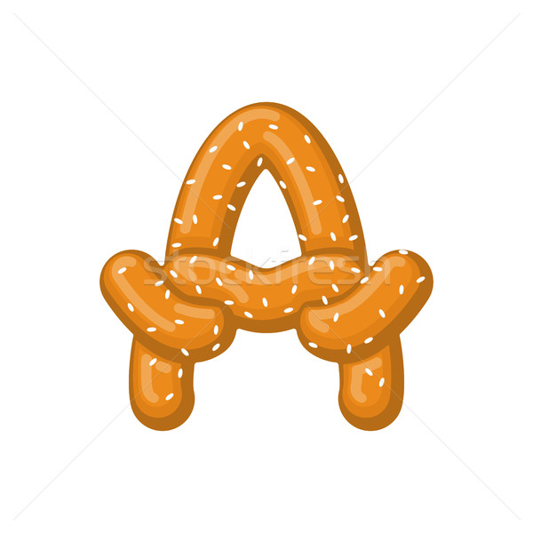 Letter A pretzel. snack font symbol. Food alphabet sign. Traditi Stock photo © MaryValery