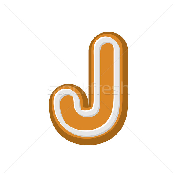 Letter J Gingerbread. Peppermint honey-cake font. Cookies alphab Stock photo © MaryValery