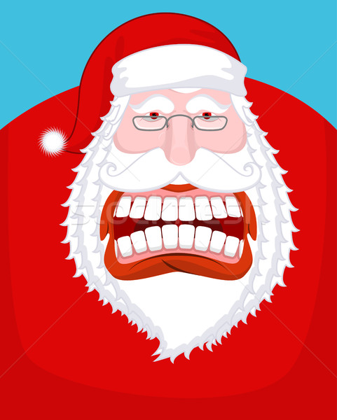 Kerstman wild grijns agressief oude man Open Stockfoto © MaryValery