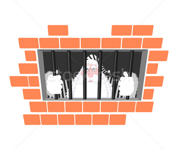 Papá noel prisión a rayas túnica ventana bares Foto stock © MaryValery