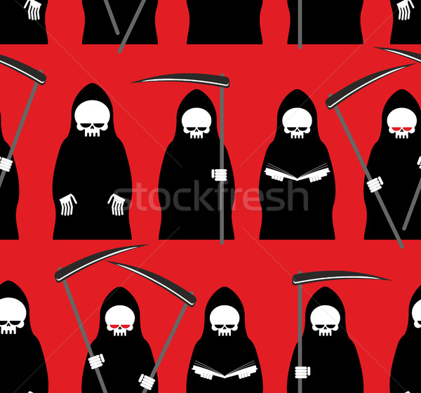 Death seamless pattern. Grim Reaper red background. Texture for  Stock photo © MaryValery