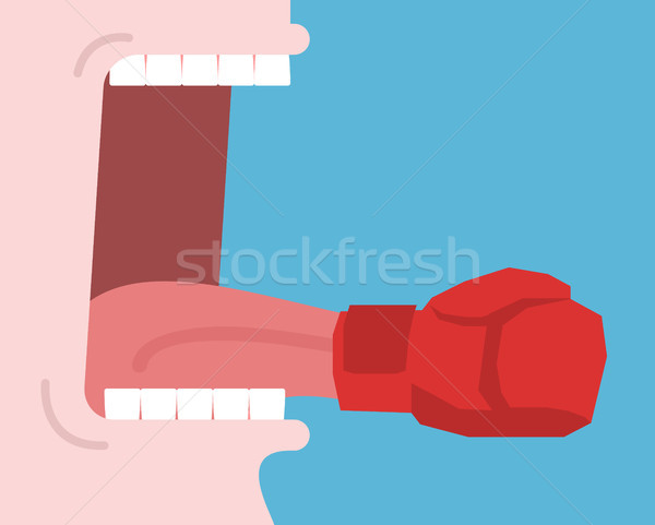 Open mouth and tongue boxing glove. Protection in dispute Stock photo © MaryValery