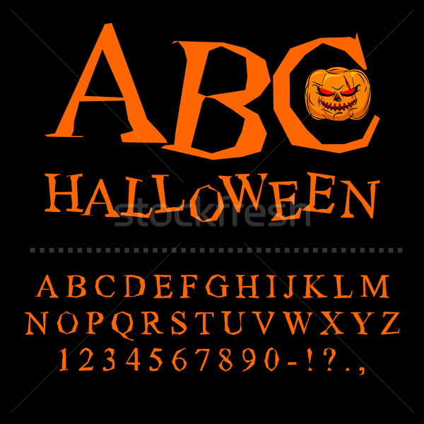 Halloween font. Curves of letters to terrible holiday. Broken al Stock photo © MaryValery