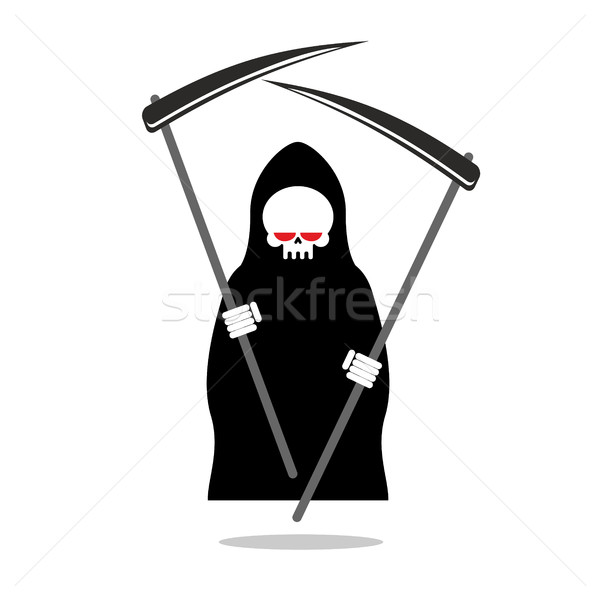 Death with two scythe. Ferocious Grim Reaper with red eyes. Skel Stock photo © MaryValery