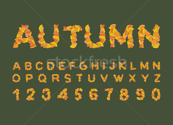 Autumn font. Yellow leaves of alphabet. autumnal ABC. Letters of Stock photo © MaryValery