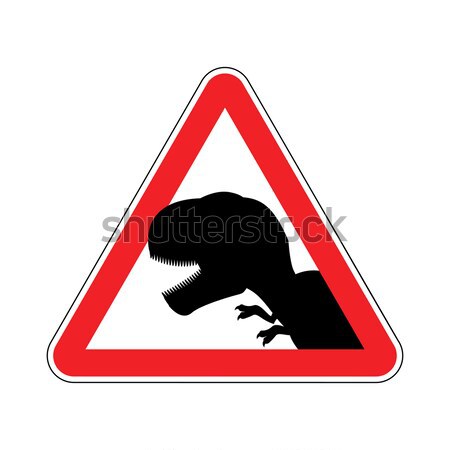 Attention dinosaur. Dangers of red road sign. Prehistoric predat Stock photo © MaryValery