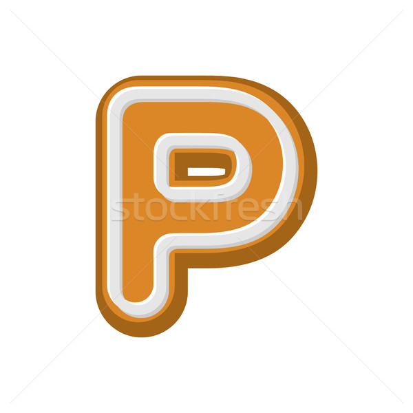 Letter P Gingerbread. Peppermint honey-cake font. Cookies alphab Stock photo © MaryValery