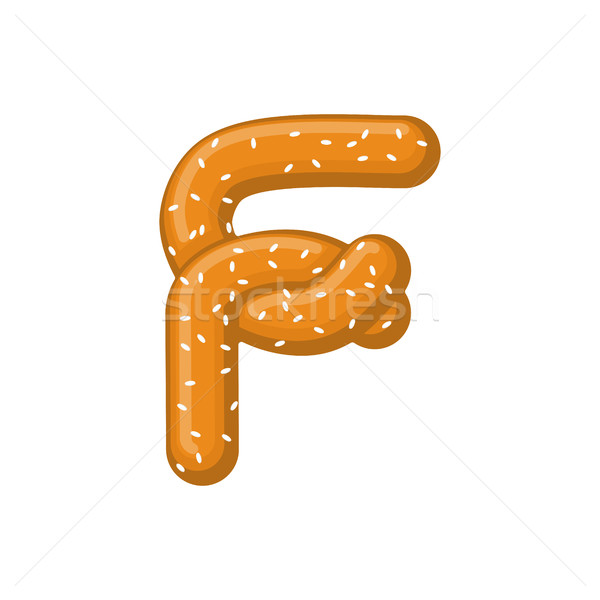 Letter F pretzel. snack font symbol. Food alphabet sign. Traditi Stock photo © MaryValery