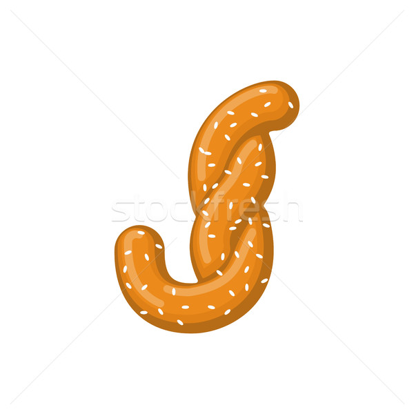 Letter J pretzel. snack font symbol. Food alphabet sign. Traditi Stock photo © MaryValery