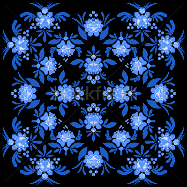 Gzhel painted pattern. Floral ornament. Russian national folk cr Stock photo © MaryValery