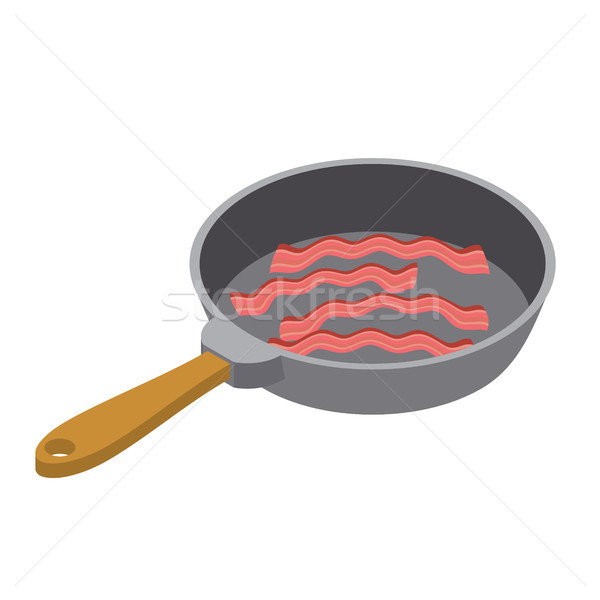 Bacon in frying pan. Meat Food and Utensils Stock photo © MaryValery