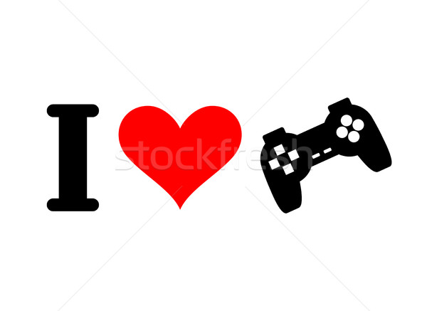 I love games. Heart and gamepad. Logo for players in console. PC Stock photo © MaryValery